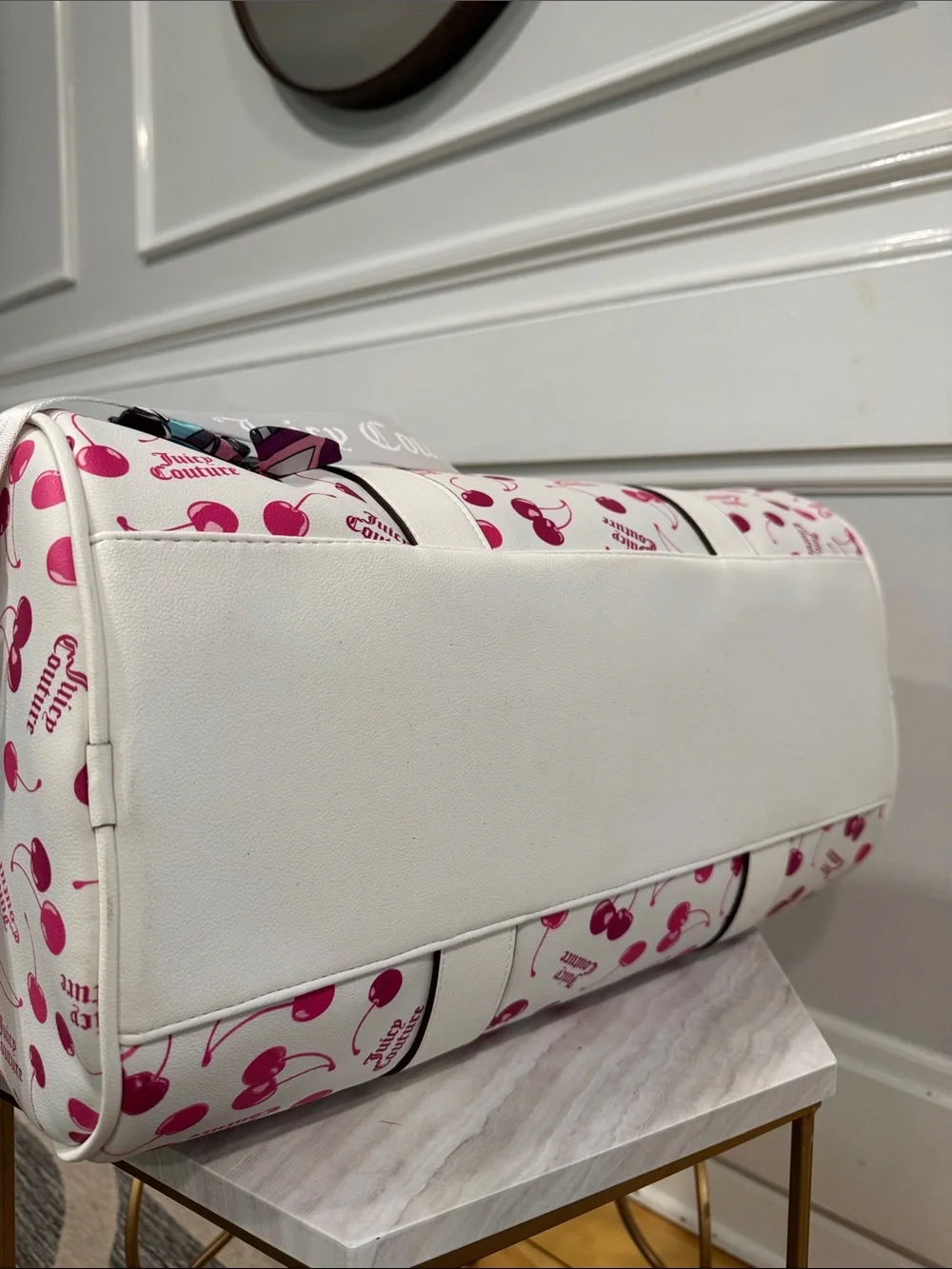 Juicy Couture Y2K Bag Pink Cherry On Top Logo Weekender Travel Duffle Bag NWT - Picture 10 of 17